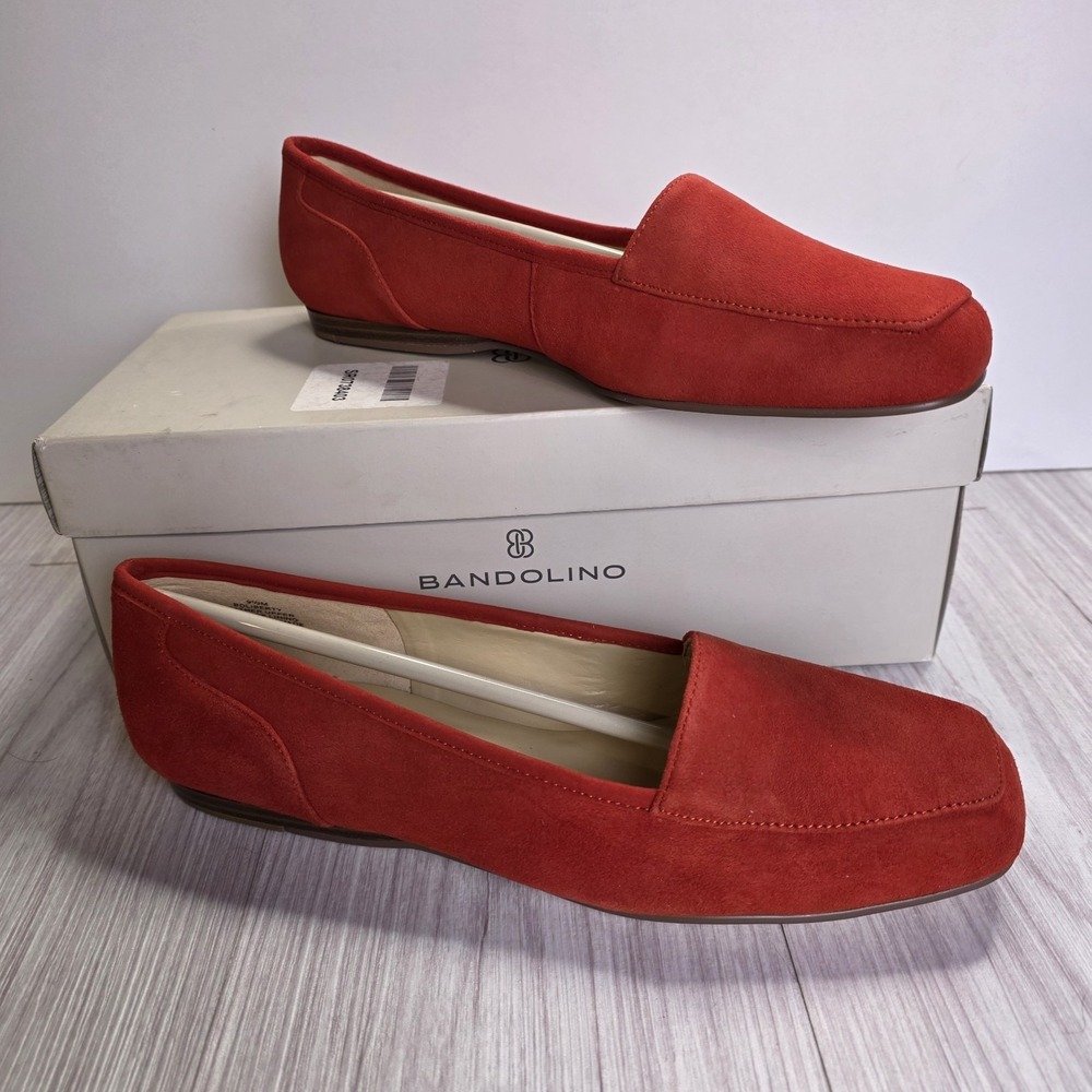 Bandolino Fire Red Suede Slip-on Loafers 9.5 Women's Liberty collection Preppy